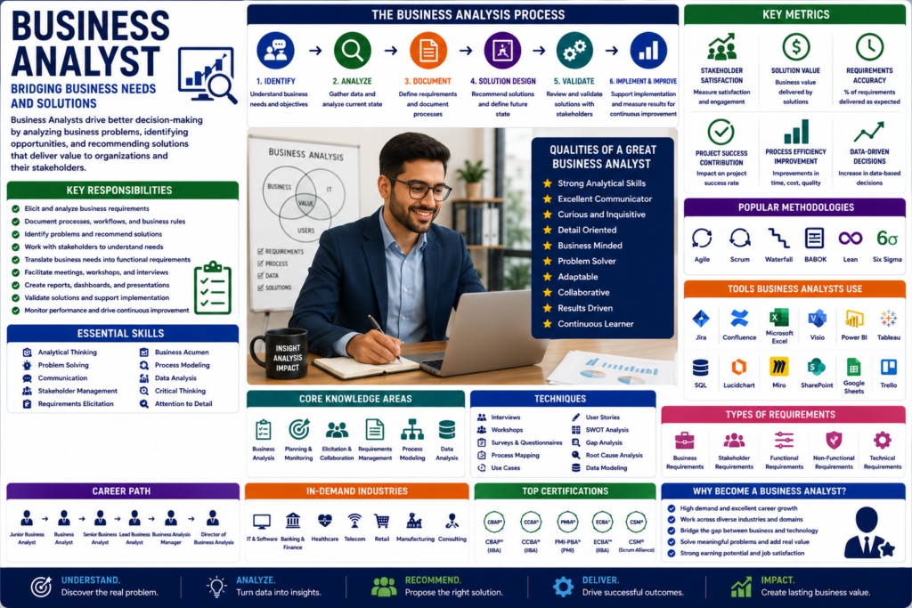 Business analyst role guide infographic