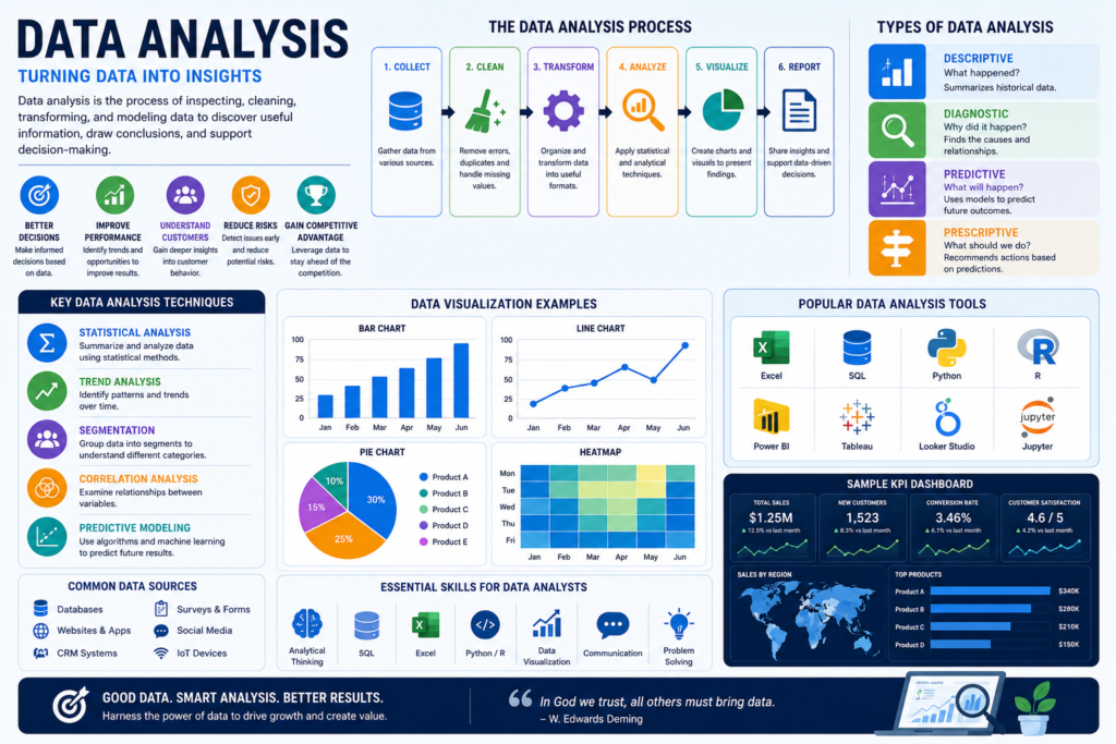 Data analysis overview infographic