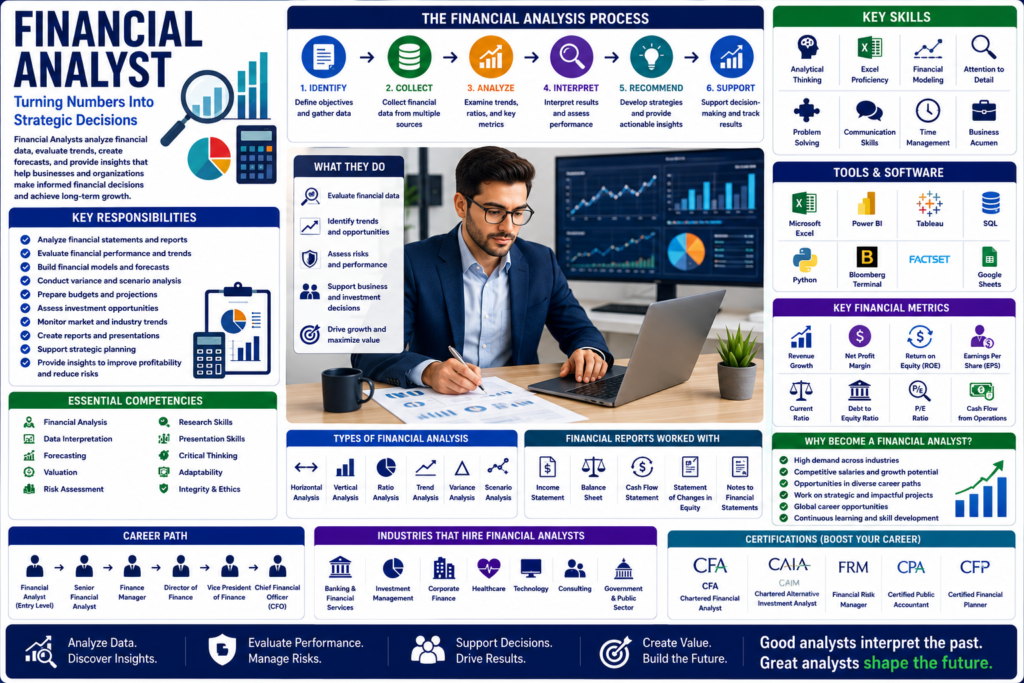 Financial analyst career guide infographic