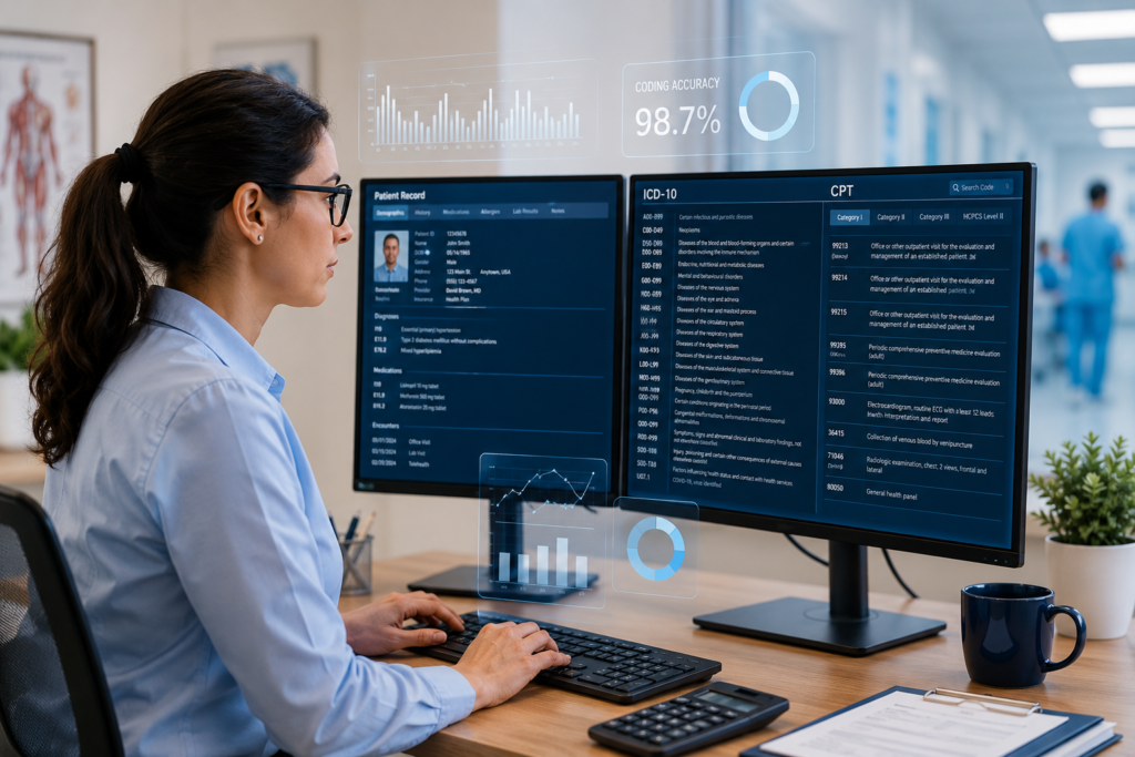 Focused professional in a modern medical office