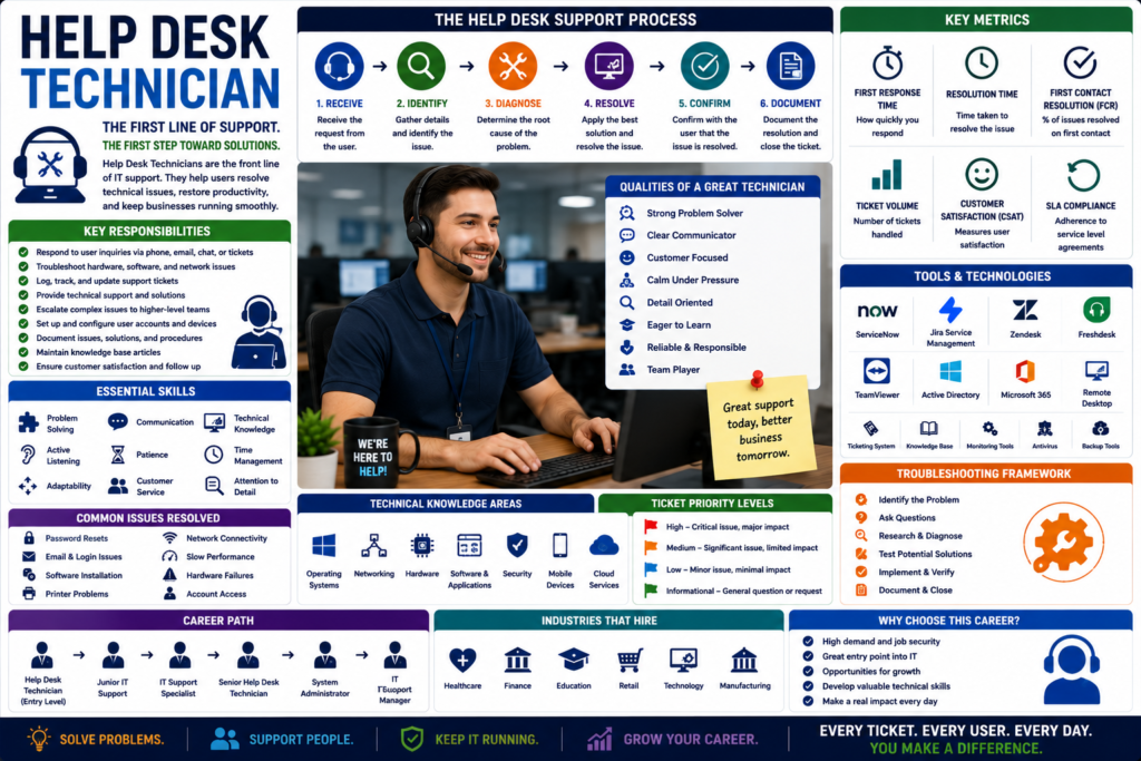 Help desk technician infographic guide