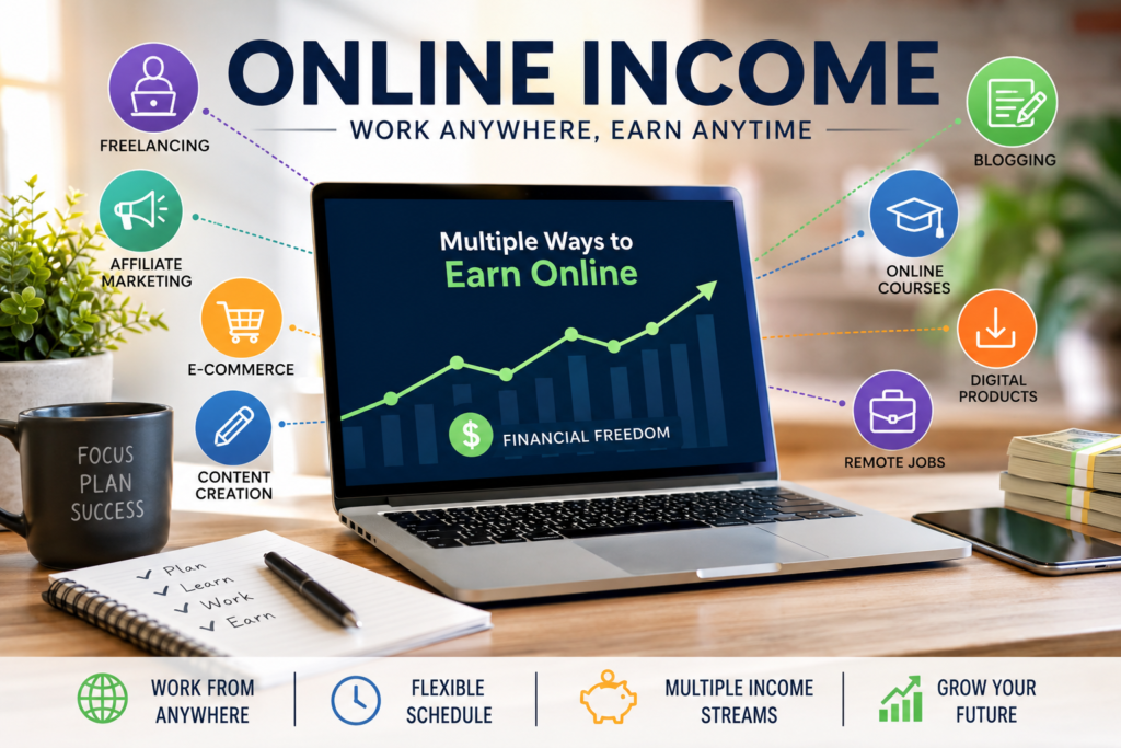 Online income opportunities and workspace setup