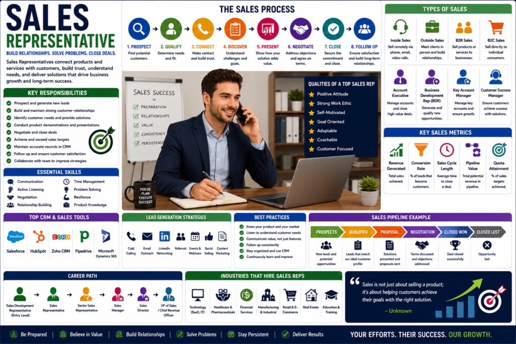Sales representative career guide infographic