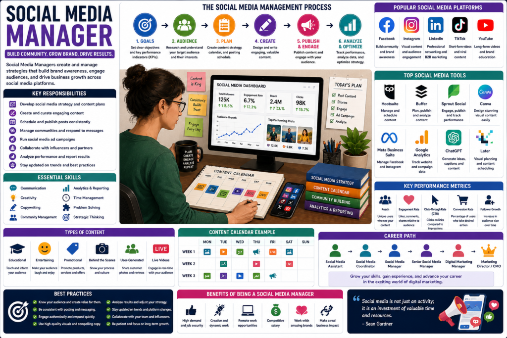 Social media management guide poster