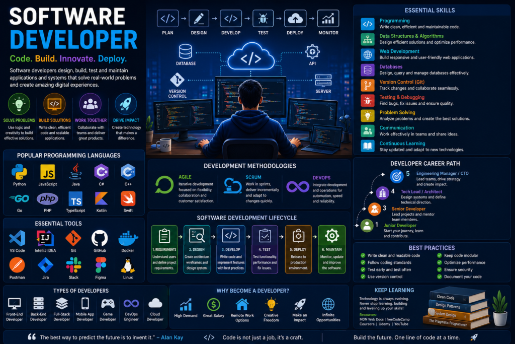 Software development cheat sheet infographic