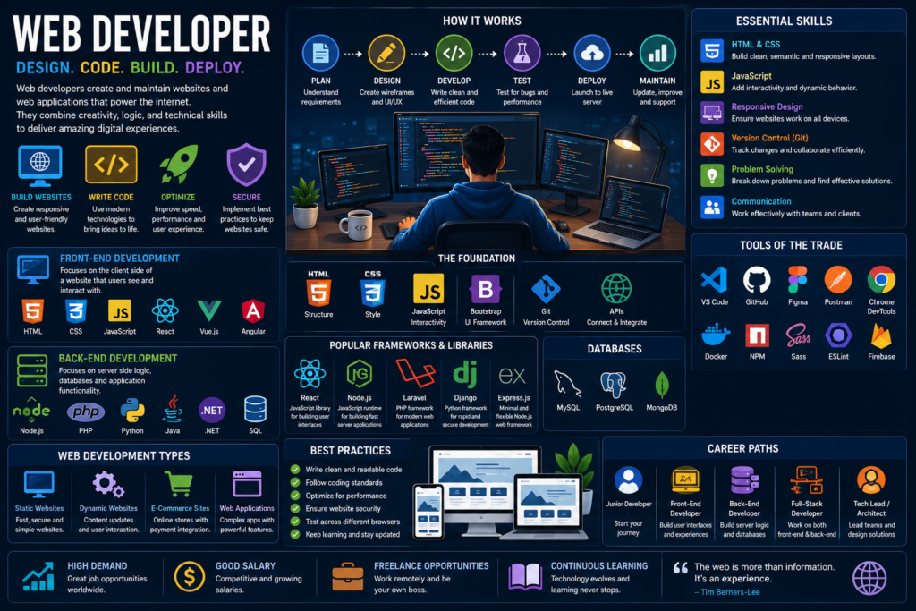 Web developer career guide infographic