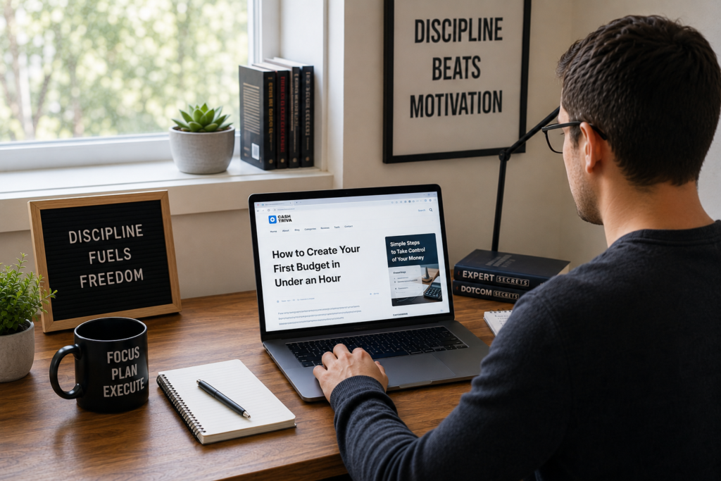 Focused workspace with inspiring elements