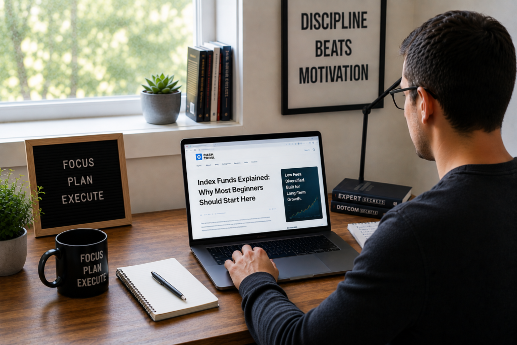 Focused workspace with productivity essentials