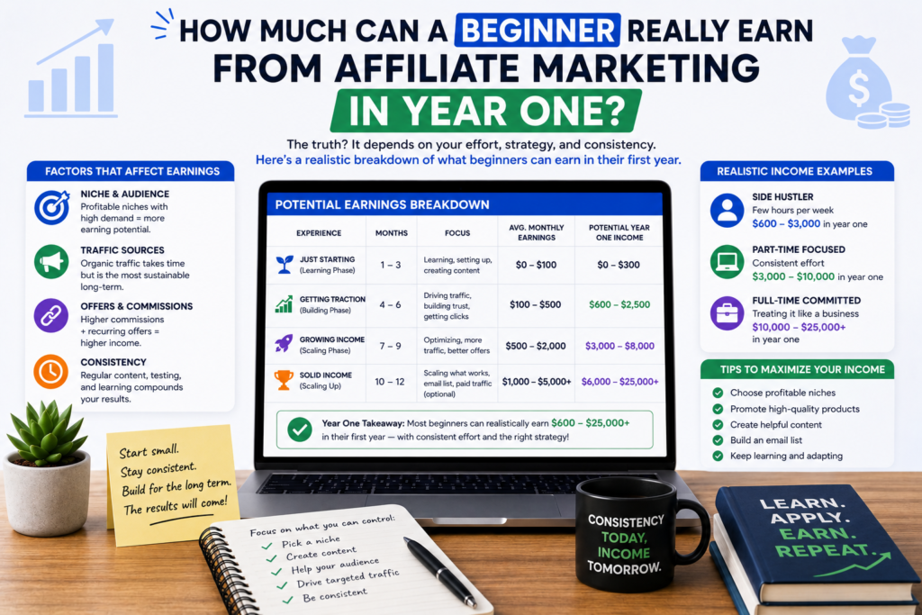 How much can a beginner earn from affiliate marketing