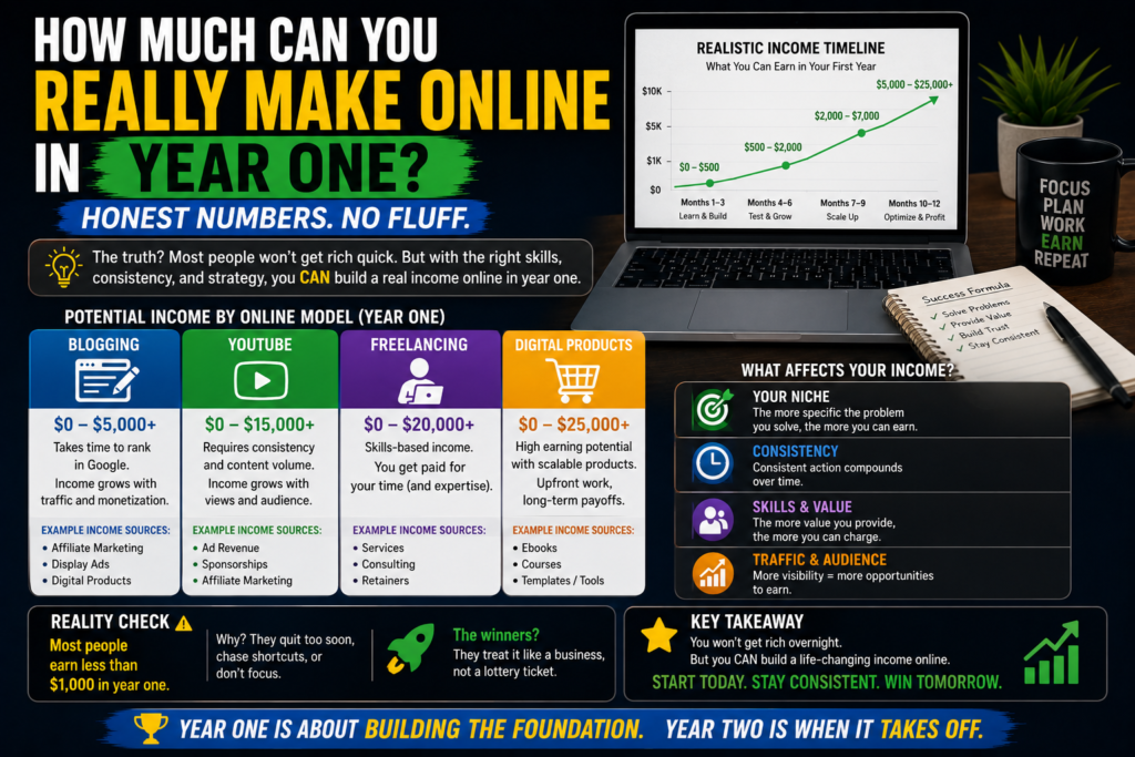 How much can you make online in year one