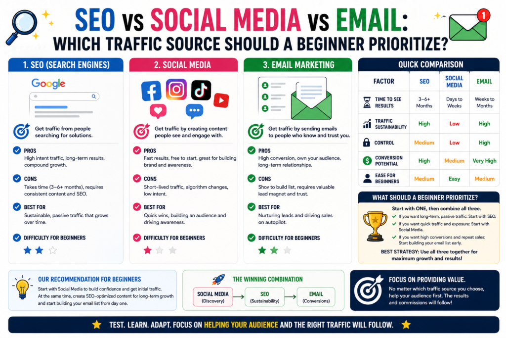 SEO vs social media vs email marketing